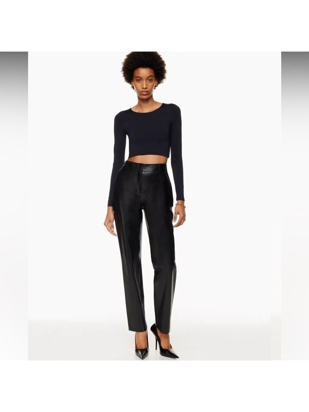 Aritzia Babaton Command Vegan Leather Pant in Black Sz 00